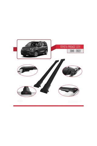 Toyota Proace City 2019-2022 Arası İle Uyumlu Fly Model Ara Atkı Tavan Barı Siyah