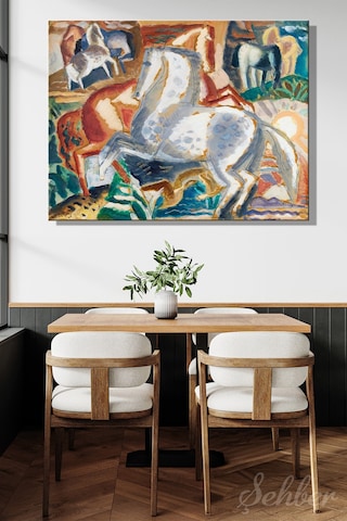 Leo Gestel'in "landscape And Horses" Manzara Ve Atlar Adlı Eseri Yatay Kanva Tablo 4307 Çok Renkli
