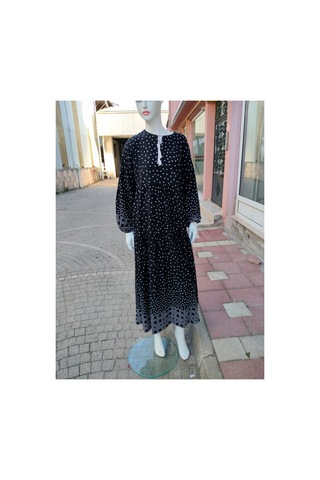 Çınar Boutique Büyük Beden Salaş Elbise Siyah Siyah