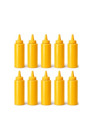 Sosluk Sıkma Şişesi 10 Adet 500 Ml Bpa Free Hardal Sos Şişesi Endüstriyel Kullanım Sarı