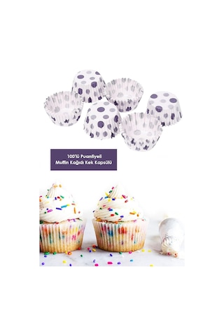 100'lü 6.5 Cm Muffin Browni Cupcake Kağıdı Kek Kalıbı Desenli Çok Renkli