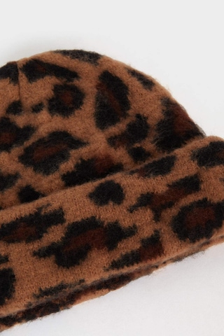 Defacto Kadın Leopar Desenli Bere F3161ax25wnbn303 Kahve-bn303