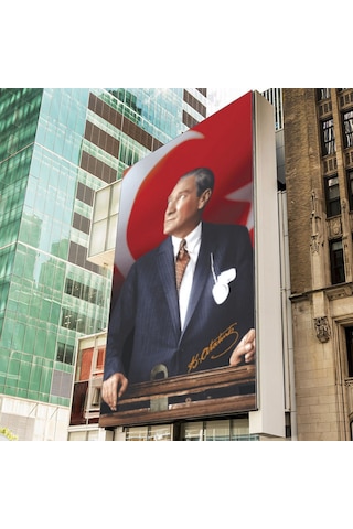 Atatürk Baskılı Türk Bayrağı 150 x 225 CM Raşel Kumaş Dijital Baskı