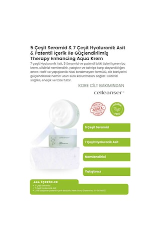 5 Seramid Ve 7 Hyaluronik Asit İçeren Nemlendirici Ve Yatıştırıcı Therapy Enhancing Aqua Krem