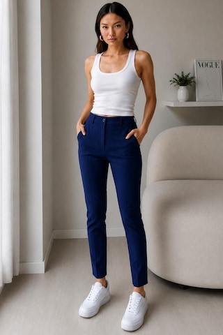Fit Women Yüksel Bel Nervür Dikişli İspanyol Paça Pantolon 4622 -lacivert