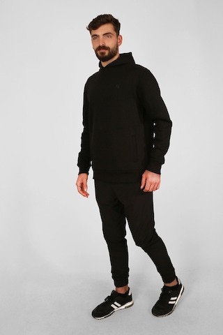 Nature The Brand Kapüşonlu Sweatshirt Fleto Cep Detaylı Reflektör Baskılı Şardonlu Siyah