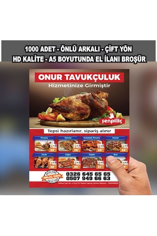 1000 Adet Çift Yön A5 Broşür - El İlanı / Ücretsiz Tasarım / Tasarım Bizden