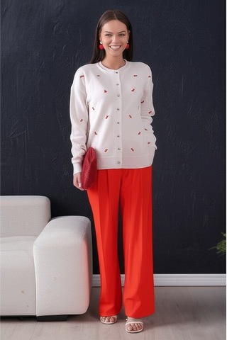 Flex Fashıon Kadın Trend Popüler Kurdale Detaylı 60 Cm Triko Hırka Krem - 736798100 Krem - 736798100 Krem