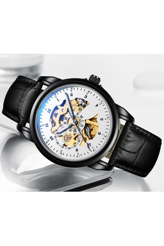 Mekanik Erkek Kol Saati Gerçek Deri Erkek Kol Saati Toptan Su Geçirmez Saat Erkek Öğrenci Kol Saati Işıldayan Altın