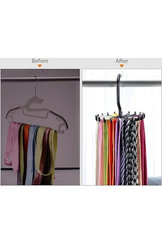 Beyaz 360 Derece Dönen Kemer Rafı Boyun Kravat Askısı Depolama Askısı Kravat Kemer Boyun Tutucu Yerden Tasarruf 20 Kanca Elbise Askısı Beyaz