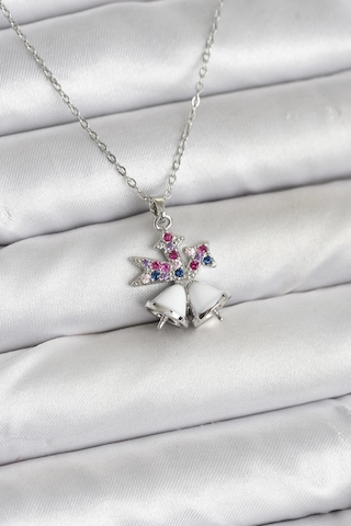 Zarif Boyunlar İçin Silver Çelik Zincir Chirtsmas Bell Yılbaşı Tema Kadın Kolye Metalik