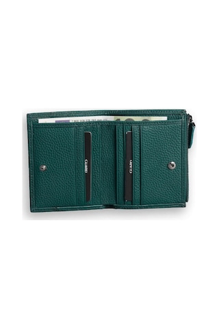 Guard Leather Guard Küçük Boy Yeşil Bozuk Paralıklı Hakiki Deri Kadın Cüzdanı Çok Renkli