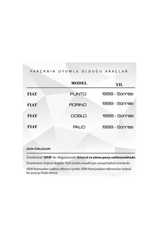 Fiat Doblo Punto Fiorino Palio Albea İçin Bagaj Kilit Tamir Parça Bagaj Kilidi