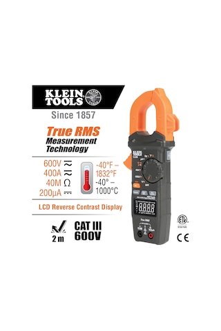 Dijital Kelepçe Ölçer, Otomatik Mesafe 400 Amp Ölçüm Elektronik Ac/dc Voltaj Ac/dc Akım Direnci Ve Trms, Klein To
