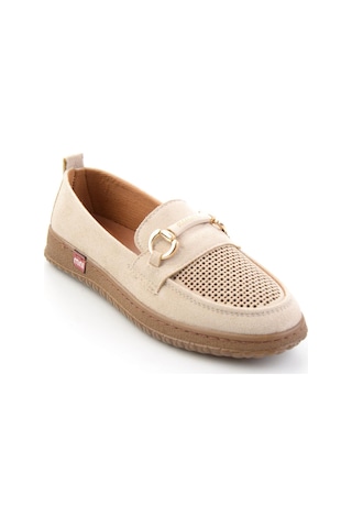 Krem Süet Kadın Loafer Ayakkabı K01536105272