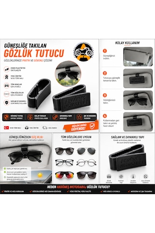 Akgüneş Motogaraj Güneşliğe Takılan Gözlük Tutucu Araç İçi Gözlük Askısı Pratik Ve Dayanıklı Gözlük Askısı