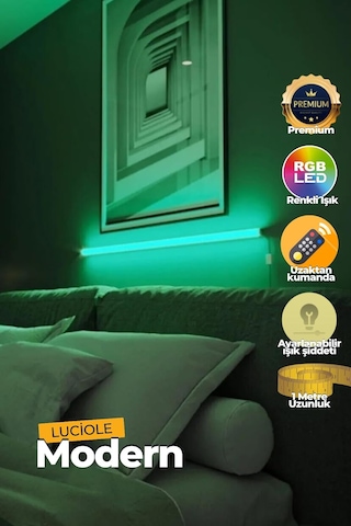 Luciole Led Abajur Aplik Gece Lambası Rgb Lambader 16 Renkli Uzaktan Kumandalı Işık 4 Animasyonlu Diğer