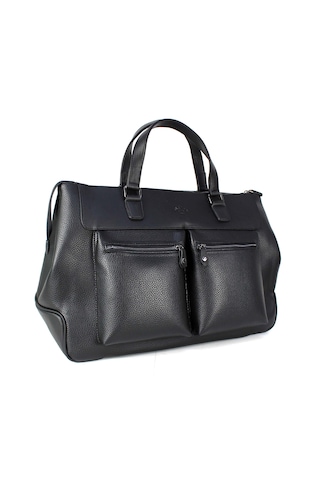 Seyahat Çantası Spor Çanta Unisex Siyah Suni Deri El Valizi Siyah