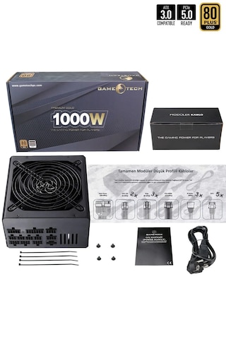Gametech GTP-1000 1000 W 80+ Gold Full Modüler Güç Kaynağı