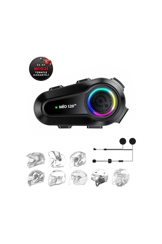 Mioji Mio 120 2x RGB 1000 MAh IPX6 Kask Intercom Motosiklet Bluetooth Kulaklık
