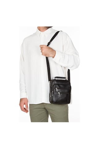 %100 Hakiki Deri Siyah Çelik Kasalı El Ve Omuz Çanta Orta Boy