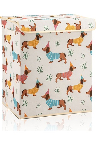 Sausage Dog Çok Amaçlı Kapaklı Oyuncak Çamaşır Saklama Kutusu Katlanır Düzenleyici 30x40x50