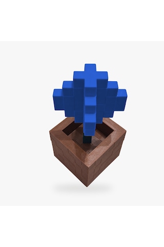 Piksel Alyum Biblo - 3d Baskı, Minecraft Esintili Mavi
