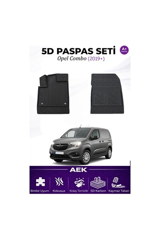 Opel Combo 2019+ Panelvan Araca Özel Havuzlu "karbon" Paspas Takı