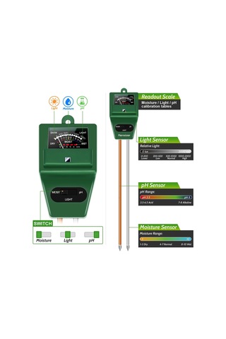 Higrometre 3in1 Toprak Nem Ph Metre Ölçer Işık Ölçer Hidroponik