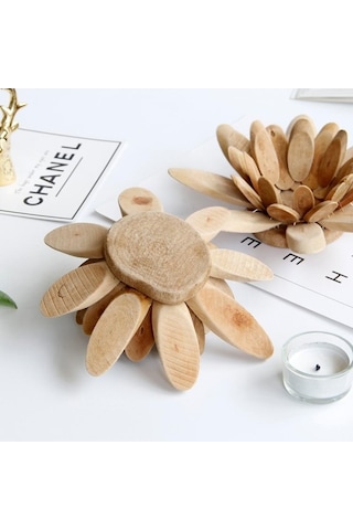 Pazly Suntek El Yapımı Ahşap Tea Light Lotus Mumluk - Tarif Edildiği Gibi Tarif Edildiği Gibi