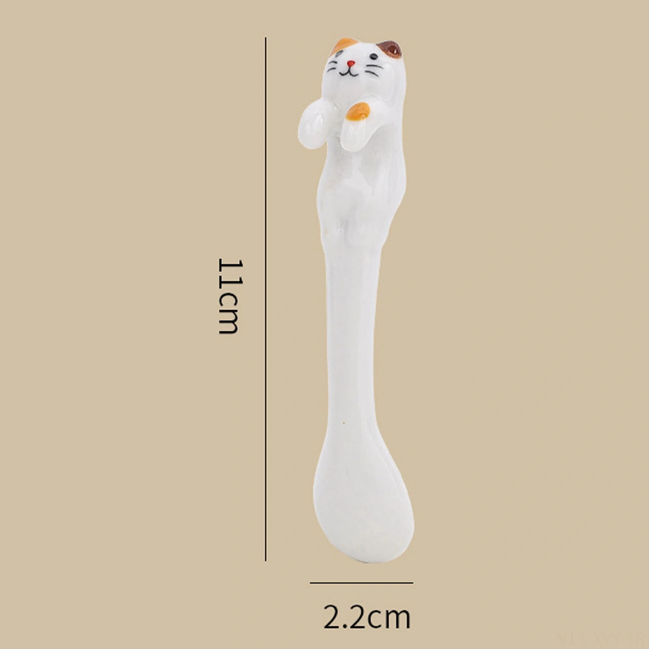 Yaleker Seramik Kedi Şekilli Kelebek Ve Kaşık Seti - Asaiblir, Pembe, 300 Ml, 2 Adet, Genç Kızlar İçin Hediye Beyaz