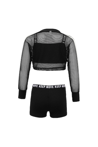 Çocuk Kız 3 Adet Caz Hip Hop Dans Kıyafetleri Kısa Net Bluz Tank Top Ve Ganimet Şort Egzersiz Takım Elbise Beyaz