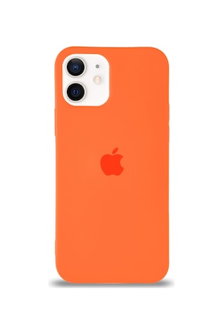 Apple Uyumlu  iPhone 12 Mini ile Logolu Silikon Kılıf Altı Kapalı İçi Kadife Lansman Arka Kapak