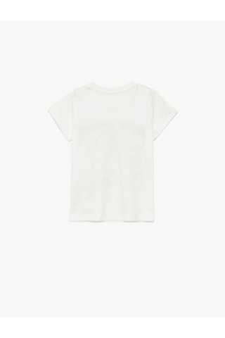 Koton Baskılı Ekru Kız Çocuk T-shirt 6skg10018ak Ekru