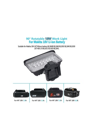 Tenfowee 144w 7200lm 6500k Led Çalışma Lambası - 18v Pil Uyumlu, Çok Açı Aydınlatma, Taşınabilir, Dış Mekan Kamp Balıkçılık Için