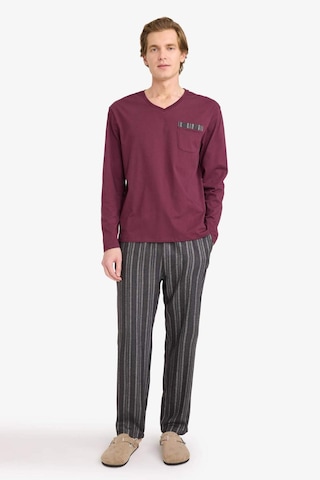 Defacto Regular Fit Çizgili Uzun Kollu 2li Flanel Takım G8179ax26spbr170 Bordo-br170