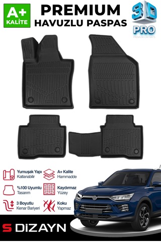 S-dizayn Ssangyong Korando 3d Pro Havuzlu Paspas 2019 Üzeri A+ Kalite