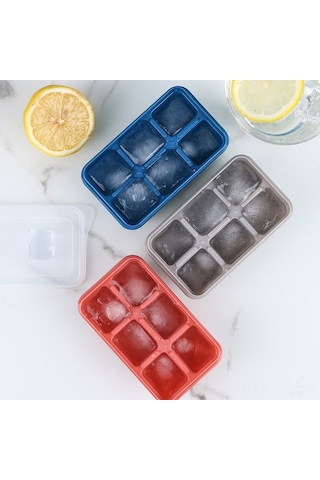 Vkemall Gri Silikon Buzluk 6 Bölmeli Kapaklı - Yemek Grubu Malzeme, Kolay Çıkarım, Sağlam Kapaklı Ev/bar Mutfak Araçları Çok Renkli