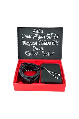 Carlino Erkek Siyah Deri Cüzdan Kemer Ve Tesbih Hediye Seti Siyah