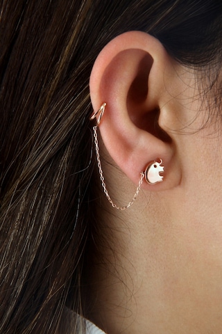 Argentum Concept 925 Ayar Gümüş Fil Figürlü Zincirli Rose Kıkırdak Küpe - K033501