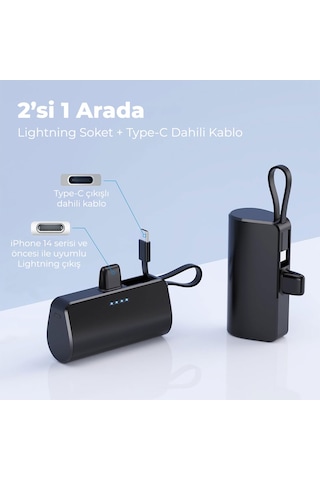 Woyax By Deji Lightning Soketli Dahili Kablo Mini Powerbank
