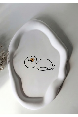 Yatan Yorgun Ördek El Yapımı Dekoratif Takı Tabağı 1