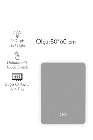 Camaro 60 Cm Buğu Önleyici Led Ayna Renksiz