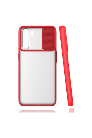 Noktaks - Oppo Uyumlu Oppo Reno 3 - Kılıf Slayt Sürgülü Arkası Buzlu Lensi Kapak - Sarı T16234 Sarı