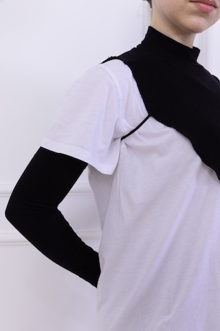 Boyunluk Ve Kolluk Seti Siyah - Balıkçı Yakalı Kadın Tesettür Penye Yarım Body Namaz Kolluğu Hijab Siyah