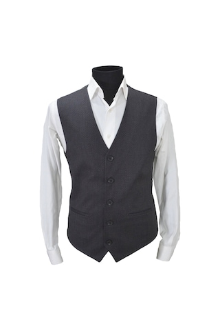 Mentor Regalo Erkek Yelek V Yaka Siyah Kahve Desenli 50457