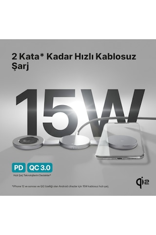 Ttec AirCharger Trio Pro Qi2 MagSafe 15 W iPhone - Android 3’ü 1 Arada Katlanabilir Kablosuz Hızlı Şarj Pedi