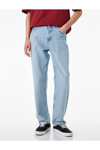 Koton Pamuklu Normal Bel Vintage Straight Fit Jean Pantolon Açık İndigo 6sam40319nd