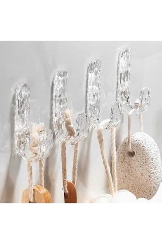 Tongxida Deliksiz Taş Desen Banyo Askıları - Kablosuz Giysi Ve Anahtarlık İçin 4'lü Set Gümüş Yapışkan Kancalar Beyaz Gümüş