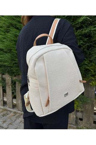 Just Polo Kadın Krem Taba Büyük Boy Sırt Çantası